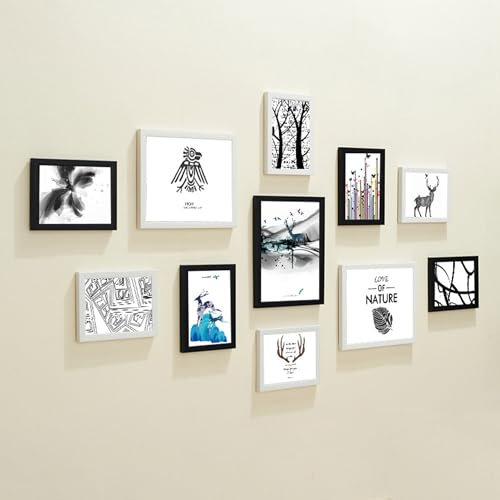 UUE Bilderrahmen 11er Set, Fotorahmen Collage für 3 Fotos in 20 x 25 cm, 8 Fotos in 13 x 18 cm, Modern Rahmen Leicht und Dünn für Fotos und Bilder - Wand- oder Tischaufsteller