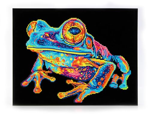 DIAMOND DOTZ 2594353 Original 5D Diamond Painting Set, Neon Baumfrosch, mit Neonfarben und Samt, DIY Diamant Malerei Bilder für Erwachsene und Kinder ab 12 Jahren, Intermediate