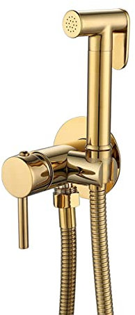 Kit spruzzatore per bidet portatile, spruzzatore per pannolini in ottone per WC, rubinetto bidet a parete con acqua calda e fredda, set di accessori per bidet da bagno per persona, titanio oro