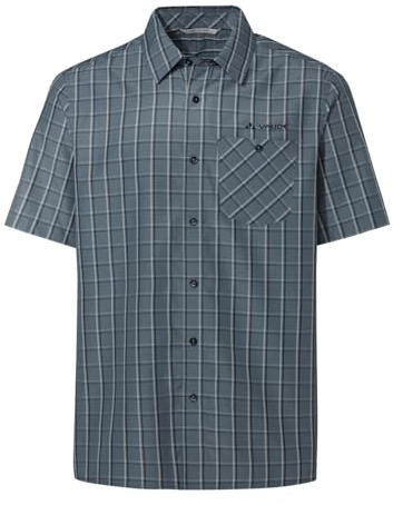 VAUDE Albsteig Shirt III – Herrenhemd aus Lyocell mit UPF 50, Kurzarm-Hemd schnelltrocknend und kühlend, 147 g – ideal zum Wandern – Heron, Größe: 3XL
