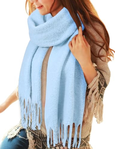 Voqeen Damen Schal Winter Kuschelig Warmes Tücher Lange mit Fransen Herbst Winterschal Weicher Dicker Strickschal Oversized Schaltuch