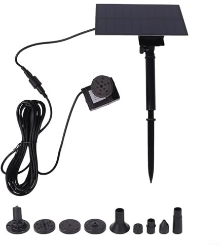 Gdfnmogo Solar Powered Water Fountain With 5W Solar Panel 180L/h Brushless Motor Garden Pond Pump Water Feature For Bird Bath Fish Tank 50Cm Spray Height