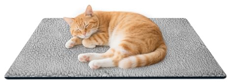 Enjoying Self Warming Cat Bed, 24 x 18 inch Rectangle Kitten Bed Small Dogs Mat, Non Electric Self Heating Pet Pad Indoor Outdoor, Non-Slip Bottom, Removable Cover, Washable