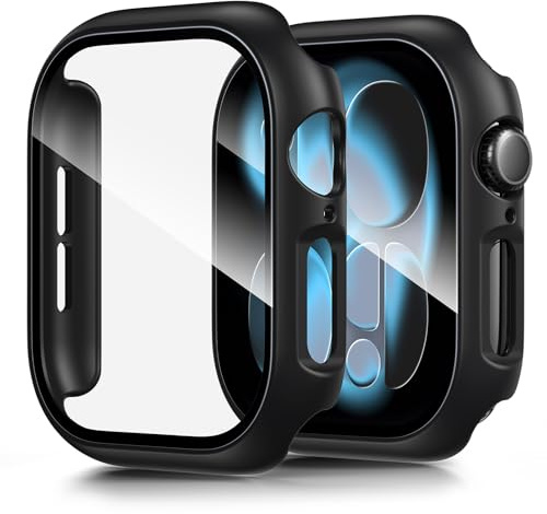 LK [2 Stück Schutzhülle ] Kompatibel mit Apple Watch 46MM Displayschutzfolie, [9H Härte] [ HD Klar ] Voller Schutz,Kratzfestes Hard PC Protector Cover für iWatch 46 mm - Schwarz