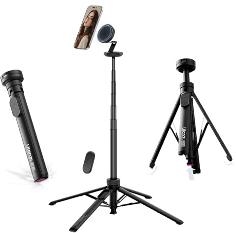 ULANZI Magnetic Phone Tripod, MT85 Auto Open Tripod with Enhanced 4-Leg, 60'' Selfie Stick Extendable Phone Stand, for Content Creation/Vlog, Compatible with iPhone 17/16/15/14/13/12 (Black)