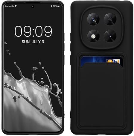 kwmobile Handyhülle für Xiaomi Redmi Note 14 Pro 5G / Redmi Note 14 Pro Plus 5G / Poco X7 Hülle mit Kartenfach - TPU Case - Kabelloses Laden - Schutzhülle Cover in Schwarz matt