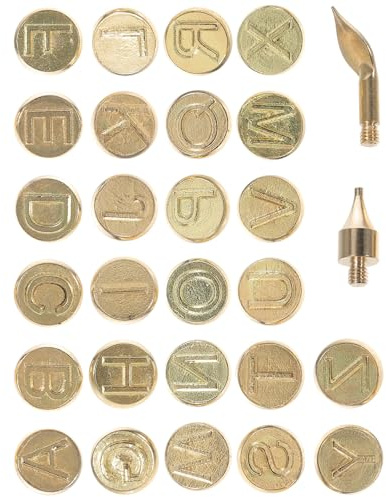 TOYANDONA Juego de 26 Puntas para Quemar Letras Mayúsculas, Herramienta de Pirograbado en Cobre para Grabado en Madera y Cuero, Consejos para Quemar Artesanías Diy, Plantillas de Alfabeto