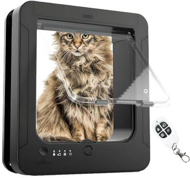 Controllable Entry Dog Gate - Smart Two Way Electronic Pet Door | Battery Powered Access Management With 4 Locking Modes | Secure Kitten And Puppy Door For Apartments, Garages, And Balconies