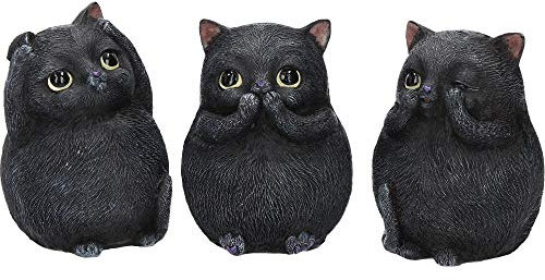 Nemesis Now Three Wise Fat Cats Dekofigur, 8,5 cm, Kunstharz, Schwarz