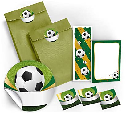 12 Geschenktüten + 12 Aufkleber + 12 Lesezeichen + 12 Mini-Notizblöcke Fußball/Mitgebsel Gastgeschenk für Kinder Jungen Mädchen bei Geburtstag Hochzeit Taufe Turnier
