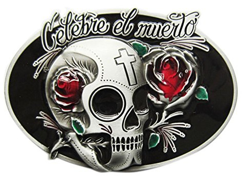 Urban Backwoods Skull With Rose III Gürtelschnalle für Wechselgürtel Buckle