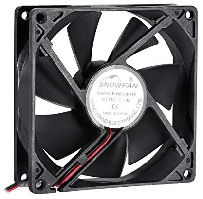 sourcing map Ventilador de Enfriamiento DC Sin Escobillas YY9225H12S de 12V de 92mm x 92mm x 25mm, Ventilador DE Nieve Autorizado