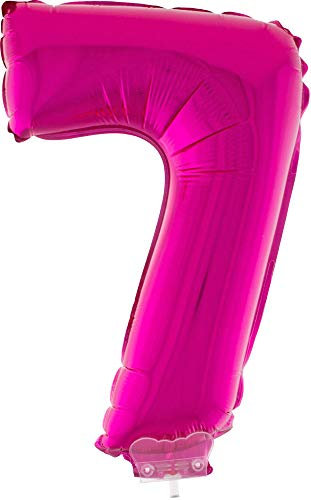 Zahlen Folienballon 41 cm mit Stab - Pink Zahl 7