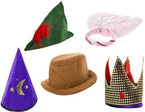 Pretend to Bee Set mit 5 Hüten, Zauber / Fantasiekostüm für Kinder 3+ Jahre (Zauberer, Robin Hood, Prinzessin, Cowboy & König)