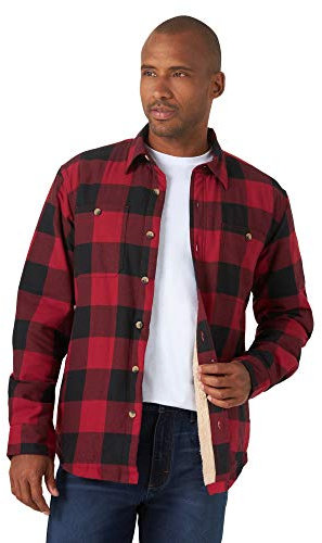 Wrangler Authentics Veste Chemise doublée Sherpa à Manches Longues, Buffalo Rouge, M Homme