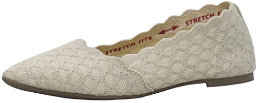 Skechers Women's Cleo-Scalloped Knit Skimmer Ballet Flat Natural 9