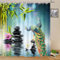 Yadshoti Zen Garden Shower Curtains Beautiful Peacock Spa Green Bamboo Stone Purple White Flower Plant Water Landscape Bathroom Decor Polyester Fabric Hanging Curtain Set 70 x 70 Inch with Hooks