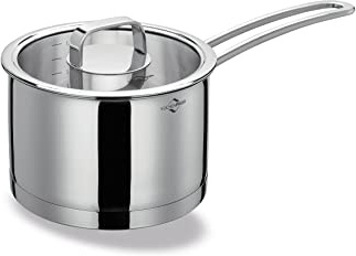 KÜCHENPROFI Stielkasserolle SAN REMO, Edelstahltopf mit Glasdeckel, 2L | Mehrschichtboden, für alle Herdarten, induktionsgeeignet, rostfreier Edelstahl, wärmeisolierender Griff