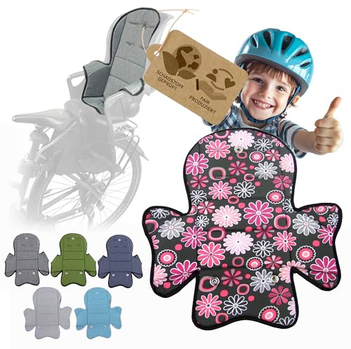 Ersatzbezug kompatibel mit Römer Jockey Kinderfahrradsitz Mod5 | Weiches Ersatzpolster, Sitzbezug, Waschbar bei 30°C (grau pinke Blumen)