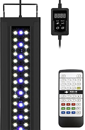NICREW RGB+W Aquarium LED Beleuchtung, anpassbare 24/7 Modus Aquarium Lampe mit Timer, für Pflanzenwuchs und Süßwasser-Becken, mehrere Wettermodus, 60-70 cm, 21W