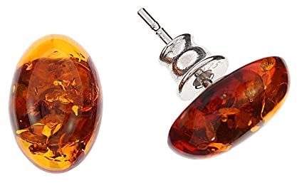 Orecchini in ambra di Artisana, eleganti orecchini ovali in ambra e argento sterling 925/000 rodiato