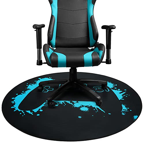 Gaming-Stuhlmatte 119 cm runde Stuhlmatte für Hartholzboden Gaming Teppiche Bürostuhl Teppich Stuhlmatte Teppich Antirutsch-Bodenschutz für Spielzimmer Home Office