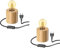 ledscom.de 2 Stück Tischlampe HITO, Holz massiv, rund, inkl. E27 Lampe 471lm Retro gold extra-warmweiß