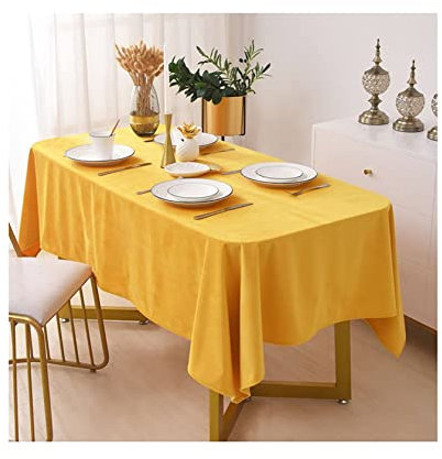 EHOMERY Tischdecke Indien Tischdeko Konfirmation Junge Einfache Volltonfarben Tischdecke Schmutzabweisend Bügelfrei Tischtuchdecke Gelb Tischschutz Dekoration 140X180Cm