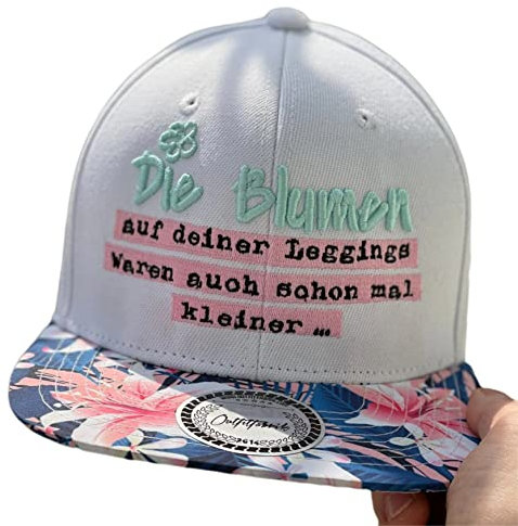 Outfitfabrik Snapback Die Blumen auf deiner Leggings in weiß, Schirm mit Lilien-Print, 3D-Stick (Provokation, Statement) für Herren und Damen, One Size, verstellbar