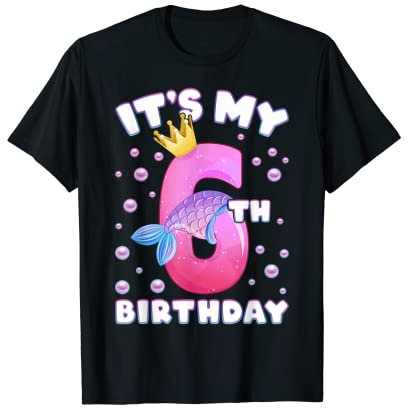 6. Geburtstag, Mädchen, Meerjungfrauenflosse, Nummer 6 T-Shirt