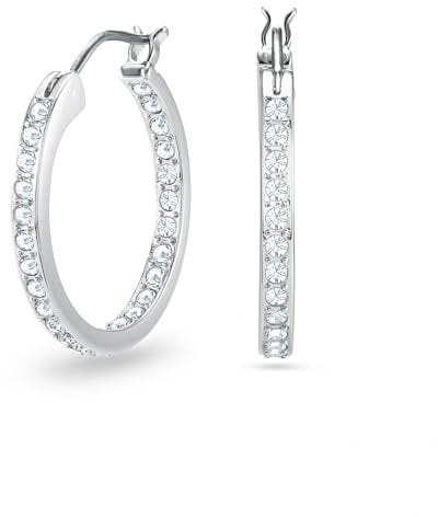 Swarovski Sommerset Kreolen, Weiß, Rhodiniert