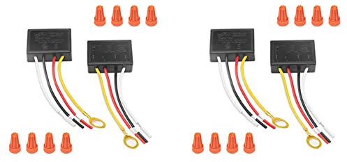 OUHUAN Lot 4 Interrupteurs Lampe Tactile, Module Commande de Lampe Tactile pour LED à Intensité Variable, Ampoules, Kit de Remplacement D'Interrupteur de Lampe avec Capuchons de Câblage