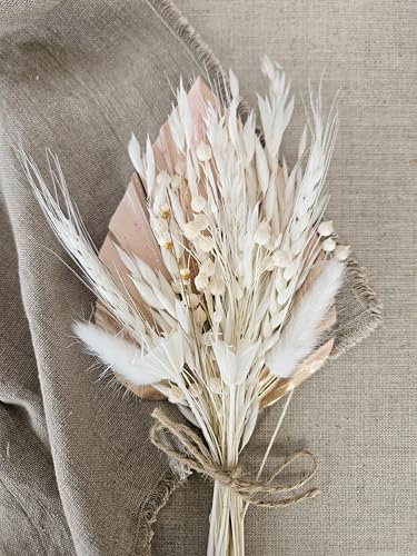 Bouquet de fleurs séchées pour gâteau - Rose et blanc