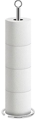 NearMoon Bath Toilet Paper Holder Stand, Free Standing Tissue Paper Storage with Reserve, Space Toilet 4 Rolls Holder for Bathroom/Kitchen Countertop-All Metal, Chrome Finish