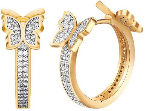 Richapex Ohrringe Schmetterling für Frauen Gold Hoop Ohrringe rosegold damen Huggie Hoop, schmetterling schmuck goldene,geburtstagsgeschenk für frauen(gold)