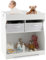 COSTWAY Wickelkommode mit Wickelauflage, 2 in 1 Wickeltisch mit Sicherheitsgurt, 2 Schubladen & Aufbewahrungsfläche, Wickelstation Wickelkombination Wickelregal aus Holz für Baby bis 6 Monate, Weiß