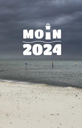 MOIN Buchkalender 2024 - 2 Seiten pro Woche: links Kalender, rechts liniert: A5 - 1 Woche 2 Seiten - maritimer Wochenplaner - Moin mit Leuchtturm und Strandkorb