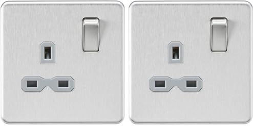 Knightsbridge SFR7000BCG Screwless 1G Dp Switched Socket, Silver (Pack of 2)