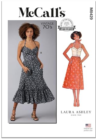 McCall's Schnittmuster-Set für Damen im Stil der 70er Jahre, Oberteil und Rock von Laura Ashley, Design-Code M8429, Größen 46-50-52-54