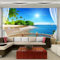 KoKoty Fototapete 3d effekt Balkonfenster mit Blick auf den Strand und das Meer-300 x 250 cm-3D Effekt Moderne Wandtapete Wanddekoration für Wohnzimmer Schlafzimmer Esszimmer