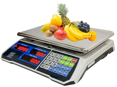 ANMECS Bilancia Elettronica Professionale 40kg - Display LCD, Piatto in Acciaio Inox, Precisione Avanzata, Ideale per Alimenti e Commercio, Batteria Ricaricabile
