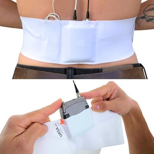 URSA Waist Strap - Ultra Slim, Breathable & Stretchy Microphone Transmitter Straps. Compatible with Most Transmitter/Receivers (White, Large Waist - Small Pouch)