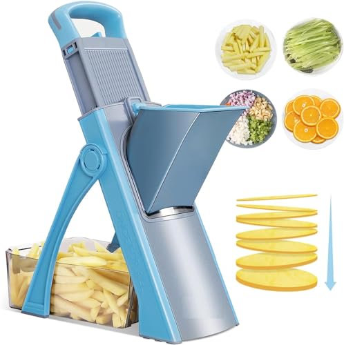 Mandoline Slicer for Kitchen Upgraded, Bigger Port Food Slicer Vegetable Chopper Potato Fry Cutter, Adjustable Thickness, Julienne & Dicer Salad Chopping Artifact