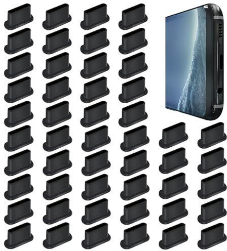 Bremorou 50 Stück Ladebuchse Schutz USB C Staubschutz USB C Schutzkappe Handy Ladebuchse Schutz USB 3.1 Typ C Port Con Phone Staub Stecker Für Jeden USB-Typ-C-Ladeanschluss (Schwarz)