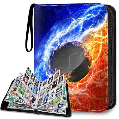 LOMONEH Hockey Card Binder 9 Pocket Fits 900 Cards, Trading Card Binder Album Display Holder with 50 Removable Sleeves for Sport, Basketball, Baseball, Football, Yugioh, MTG, Games Trading Cards