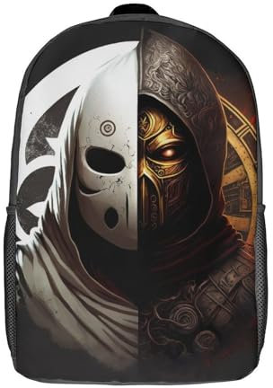 FUmoney 17-Zoll-Yin- und Yang-Krieger-Rucksack, Kinderrucksack, Schüler-Schultasche, Büchertasche, Rucksack, 3D-gedruckt, für Jungen und Mädchen