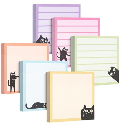 Mr. Pen- Sticky Notes, 3 x 3, 6 Pads, 480 Sheets, Black Cat Sticky Notes, Cat Notepad, Sticky Note Set