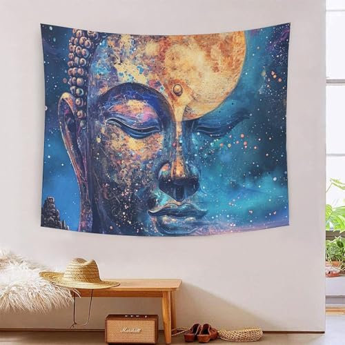 DCABEIOOE Buddha Statue Wandbehang Stranddecke Tapisserie Wandtuch 180cmx230cm