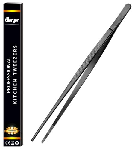Gloryor® Kochpinzette Edelstahl 16-40cm, Küchenpinzette Lang, Pinzette Küchen, Koch Grillpinzette, Fleischpinzette, Kochzange, Zange Küche, Grillzange, Küchenzange, Kochen Zubehör(Mehrzweck, 25 cm)