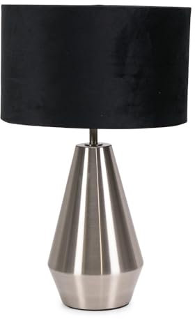 ValueLights | Silver Metal Touch Dimmer Table Lamp with Black Velvet Shade | Home Décor, Bedside & Desk Lamp